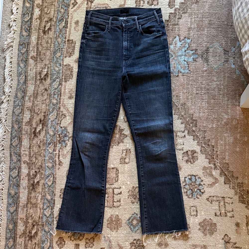 MOTHER The Hustler Ankle Fray High Rise Women's Jeans Size 26 27 Night Owl